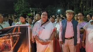 Hundreds of Meitei men and women gathered for a candlelight protest on Tuesday night at SonaiCachar [upl. by Greenwood]