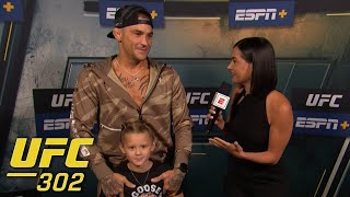 ‘Sweet P’ joins her dad Dustin Poirier’s interview after UFC 302 weighins  ESPN MMA [upl. by Vaenfila]