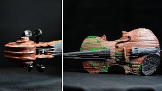 How to make Cardboard violin with design  Fake violin  DIY [upl. by Enylekcaj]