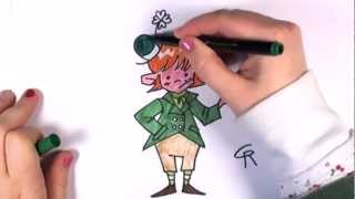 How to Color a Leprechaun  St Patricks Day Drawing Lesson  Part 2 CC [upl. by Ahsinom]