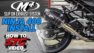 20182023 Kawasaki Ninja 400 M4 Slip On Exhaust Install  SportbikeTrackGearcom [upl. by Ydnik]