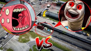 DRONE CATCHES TRAIN EATER VS CURSED THOMAS THE TANK ENGINE IN REAL LIFE  THEY FOUGHT [upl. by Danuloff]