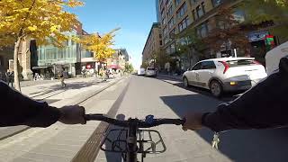 Coasting down Maisonneuve and St Catherine Street on the freewheel Single Speed [upl. by Kurland600]