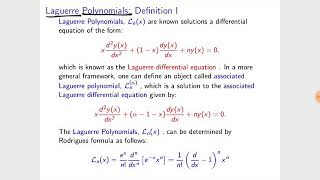 Laguerre Polynomials definitions and basic properties [upl. by Masuh]