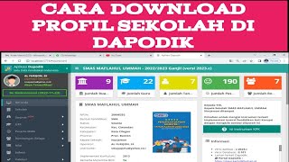 CARA DOWNLOAD PROFIL SEKOLAH DI DAPODIK [upl. by Nollid381]