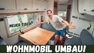 Wohnmobil Umbau  NEUER TISCH SITZBEZÜGE amp FUßBODEN WOHNMOBIL RENOVIERUNG [upl. by Amle]