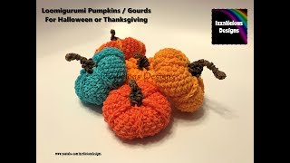 Rainbow Loom Loomigurumi Pumpkin  Gourd for Thanksgiving or Halloween made with rubber loom bands [upl. by Minta]