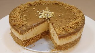 No  Bake Homemade Lotus Biscoff Cheesecake  No Egg No Gelatin No Oven No Sugar  Easy Recipe [upl. by Annaigroeg]