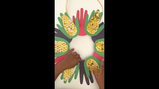 Kwanzaa Handprint Wreath crafts Kwanzaa diy papercrafts wreath shorts crayola [upl. by Prudhoe103]