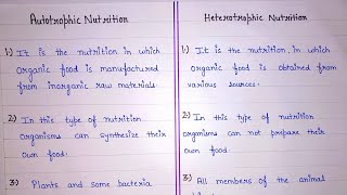 difference between autotrophic nutrition and heterotrophic nutrition [upl. by Eibbed]