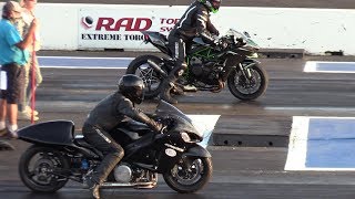 Nitro Hayabusa vs H2 Ninja and GSXR  motorbikes drag racing [upl. by Arnaud]