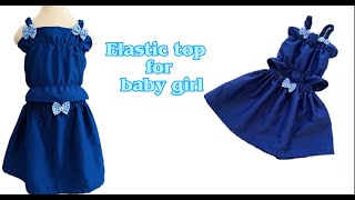 Elastic top cutting and stitching for 2 to 3 year old girl  baby girls top cutting and stitching [upl. by Ahsilav775]