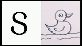 How to draw a Duck easyDuck drawing from letter S  duck simple and easy drawing [upl. by Spiro]