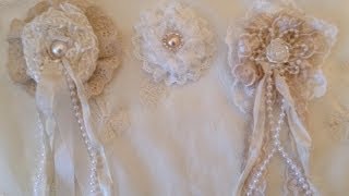 How to make a Shabby chic Lace rosette flower  WOC design team project [upl. by Eissak]