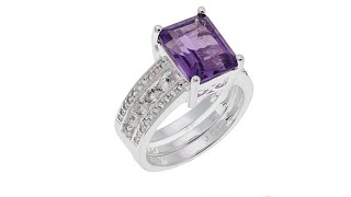 Sevilla Silver Amethyst and White Topaz Ring Guard Set [upl. by Elletnuahc192]