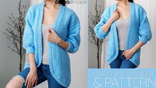 How to Crochet Herringbone Cardigan  Pattern amp Tutorial DIY [upl. by Tanah]