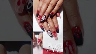 Semipermanente en uñas naturales 🎃 halloween scary movie suscribete nailart [upl. by Leilamag]