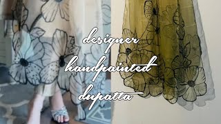 designer handpainted organza dupattadiy of handpainted article [upl. by Aifos]