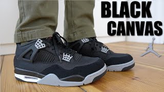 AN EVERYDAY JORDAN 4  AIR JORDAN 4 BLACK CANVAS REVIEW amp ON FEET [upl. by Templeton]