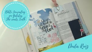 Devocional com Arte 27  Bible Journaling em Gálatas  She reads Truth [upl. by Tnilk]