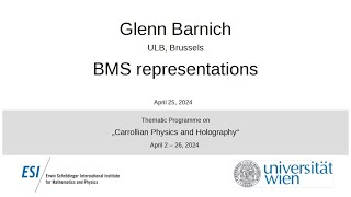 Glenn Barnich  BMS representations [upl. by Benco]