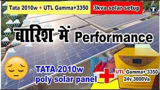 UTL Gamma Plus 3350 3 kva solar setup  बारिश में performance  Utl gamma3350  tata 2010w [upl. by Swee]