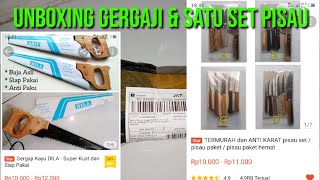 UNBOXING GERGAJI amp SATU SET PISAU BELI DI SHOPEE [upl. by Congdon]