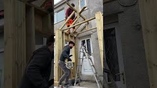 Building a timber frame permitted development sized front porch Part 4 timberframe porch diy [upl. by Oletta35]