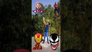 Gun Shot Top Superheroes  SpiderMan Hulk Venom Iron man shorts trending viral [upl. by Novat]