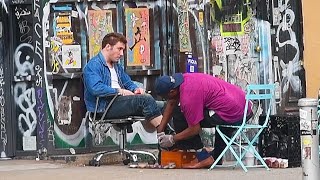 Madonnas Son Rocco Ritchie Gets an Old School NYC Shoe Shine 51423 [upl. by Auguste]