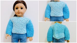 Beginner Knit Sweater for AG Dolls Knitting Tutorial [upl. by Thistle]