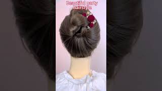 Beautiful party hairstyle hairstyle hair beauty bun braids hairtutorial beautiful [upl. by Tnayrb]