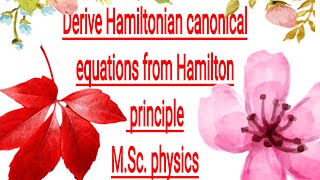 Derive Hamiltonian canonical equations from Hamilton variational principleMSc physics [upl. by Repsac113]