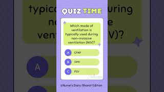 NonInvasive Ventilation NIV Nursing MCQ Series 0173 quiz nursequiz ventilatorsettings [upl. by Ahsekim]