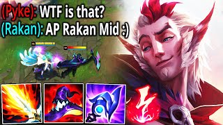 RAKAN BUT I WENT MID FULL AP AND DESTROYED THE ENEMY LANER INSANE BURST BUILD  League of Legends [upl. by Ttehc]