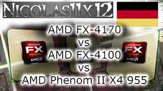 DEUTSCH AMD FX4170 vs AMD FX4100 vs AMD Phenom II X4 955 CPU Vergleichstest Testbericht [upl. by Comras]