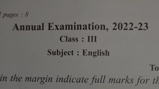 Class 3EnglishAnnual examination202223Previous paperall questions answers english class3 [upl. by Voccola]