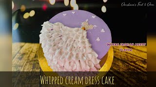 Dress Cake with Whipped Cream  Whipped Cream Piping Tutorial [upl. by Annayehc110]