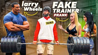 FAKE TRAINER PRANK with LARRY WHEELS  Elite Powerlifter Pretended to be a Beginner coah in Gym 1 [upl. by Ellivro95]