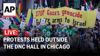 DNC LIVE Protests held outside the convention hall in Chicago [upl. by Yntruoc]