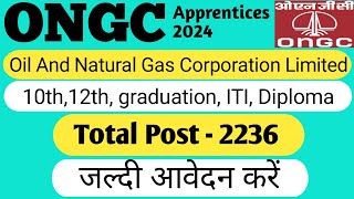 ONGC Apprentice Notification 2024ONGC Apprentice Apply OnlineQualificationage Carrier Options [upl. by Ahsenauj]