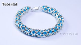 Netted rope bracelet tutorial  Jewelry making  How to make beaded bracelet [upl. by Anyak]