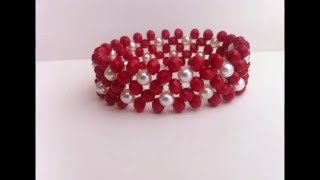 brazalete rojo cristal con perla [upl. by Goines]