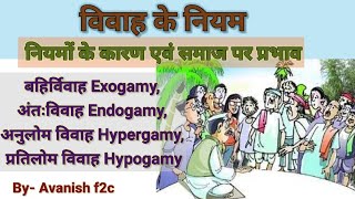 बहिर्विवाह विवाह।Exogamy।अंतःविवाह।Endogamy। अनुलोम विवाह।Hypergamy। प्रतिलोम विवाह Hypogamy [upl. by Gleich559]