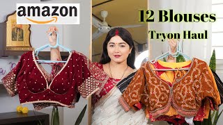 Best Amazon Designer Blouse Haul  Velvet Blouse Designer Blouse Embellished Blouse Online [upl. by Ennylcaj]