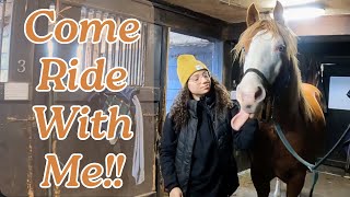 COME WITH ME TO MY HORSE RIDING LESSON  Groom Tack up and Ride [upl. by Calandria]