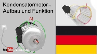 Kondensatormotor bzw Wechselstrommotor  Aufbau und Funktion [upl. by Ermin]