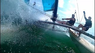 Hobie Cat 16 high speed small lake sailing 09232019 [upl. by Eiggep]