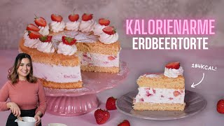 NUR 184KCAL PRO STÜCK 🍓😍 Kalorienarme Erdbeertorte ohne SchnickSchnack [upl. by Niwle]