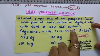 Test yourself solution to NEET preparation series Day 1 [upl. by Enailil]